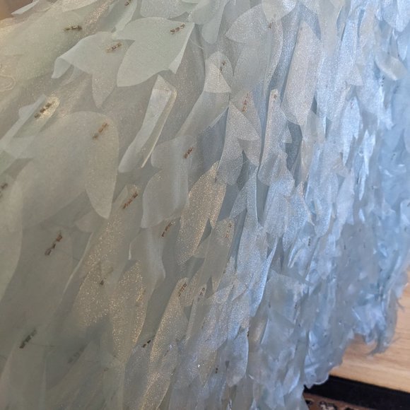 STUNNING SILK Gown | M | Beaded & Sequined | Floral Appliques | ICE BLUE | EVC - Picture 15 of 16
